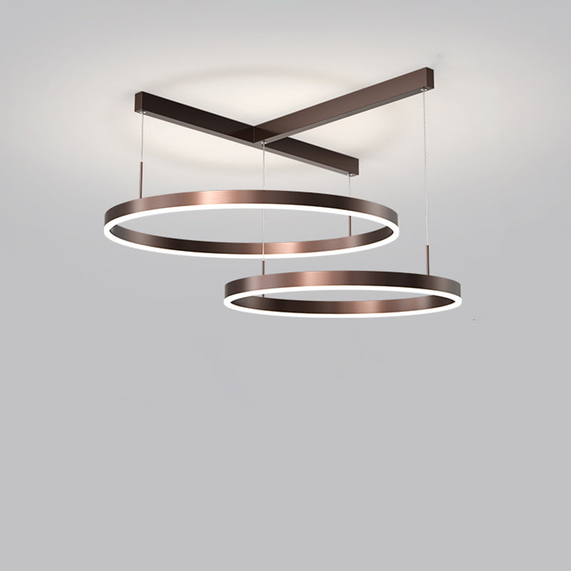 Contemporary Scandinavian Round Multi Tier T-Base Aluminum Acrylic LED Pendant Light For Living Room