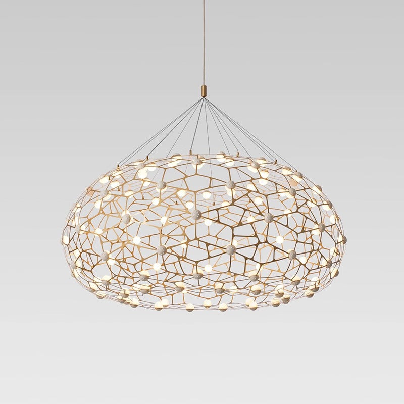 Contemporary Creative Oval Bird's Nest Stainless Steel PC LED Pendant Light For Living Room