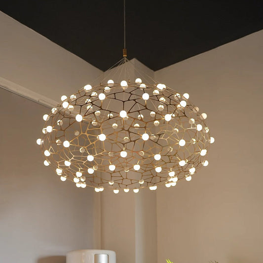 Contemporary Creative Oval Bird's Nest Stainless Steel PC LED Pendant Light For Living Room