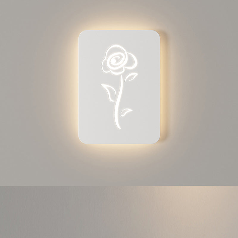 Contemporary Creative Rectangle Round Rose Note Deer Iron Acrylic LED Wall Sconce Lamp For Bedroom