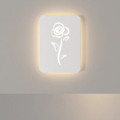 Contemporary Creative Rectangle Round Rose Note Deer Iron Acrylic LED Wall Sconce Lamp For Bedroom