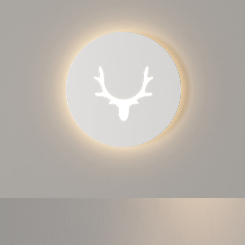 Contemporary Creative Rectangle Round Rose Note Deer Iron Acrylic LED Wall Sconce Lamp For Bedroom