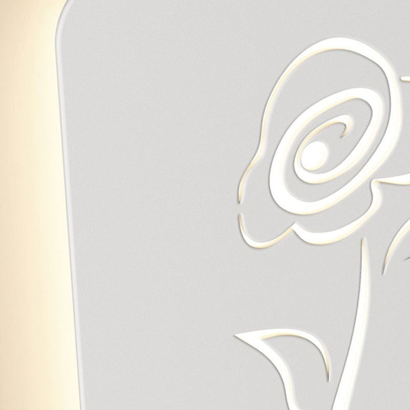 Contemporary Creative Rectangle Round Rose Note Deer Iron Acrylic LED Wall Sconce Lamp For Bedroom
