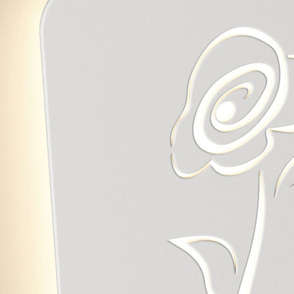 Contemporary Creative Rectangle Round Rose Note Deer Iron Acrylic LED Wall Sconce Lamp For Bedroom