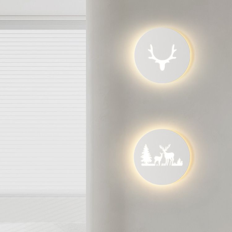Contemporary Creative Rectangle Round Rose Note Deer Iron Acrylic LED Wall Sconce Lamp For Bedroom