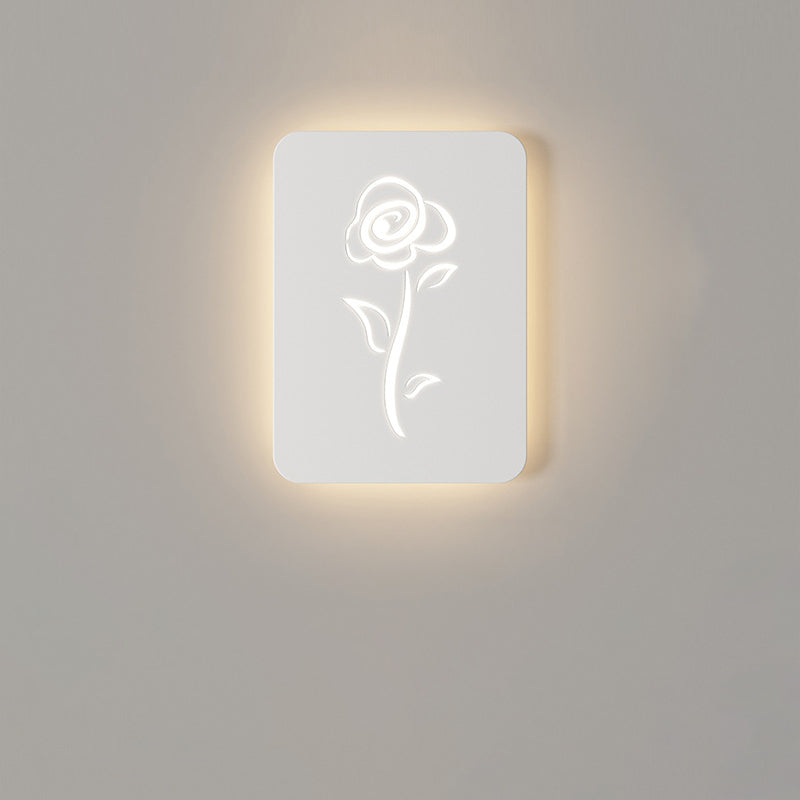 Contemporary Creative Rectangle Round Rose Note Deer Iron Acrylic LED Wall Sconce Lamp For Bedroom
