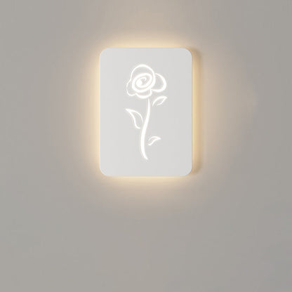 Contemporary Creative Rectangle Round Rose Note Deer Iron Acrylic LED Wall Sconce Lamp For Bedroom