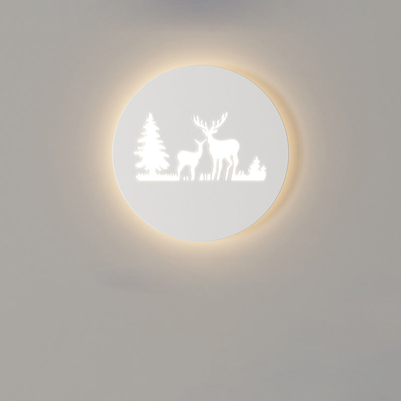 Contemporary Creative Rectangle Round Rose Note Deer Iron Acrylic LED Wall Sconce Lamp For Bedroom