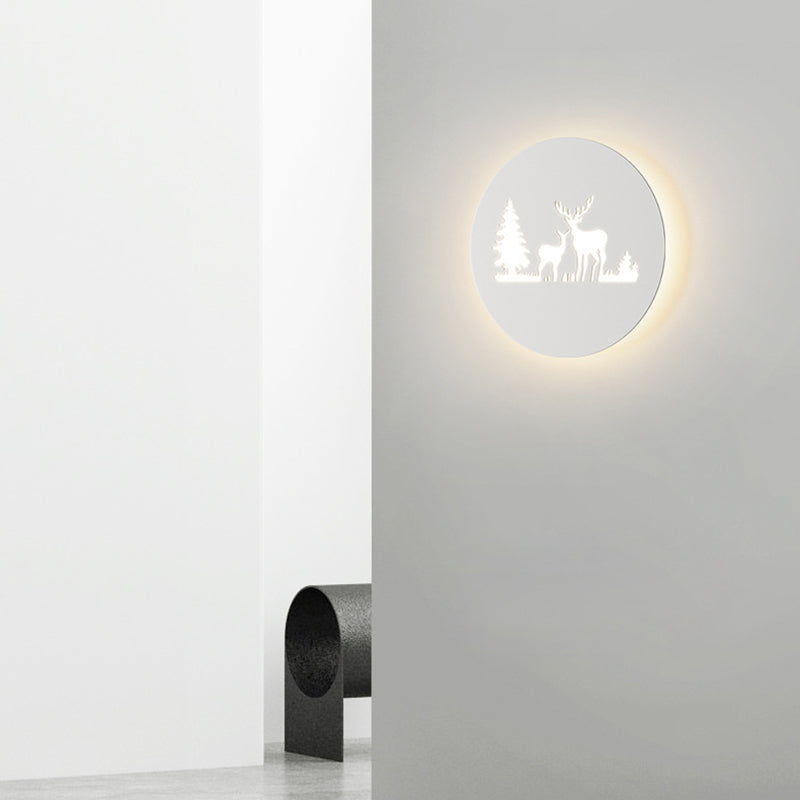 Contemporary Creative Rectangle Round Rose Note Deer Iron Acrylic LED Wall Sconce Lamp For Bedroom