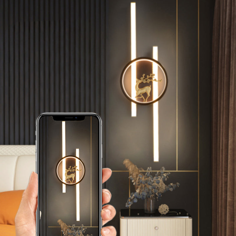 مصباح حائط LED من السيليكون النحاسي الكامل بشريط دائري صيني تقليدي لغرفة النوم 