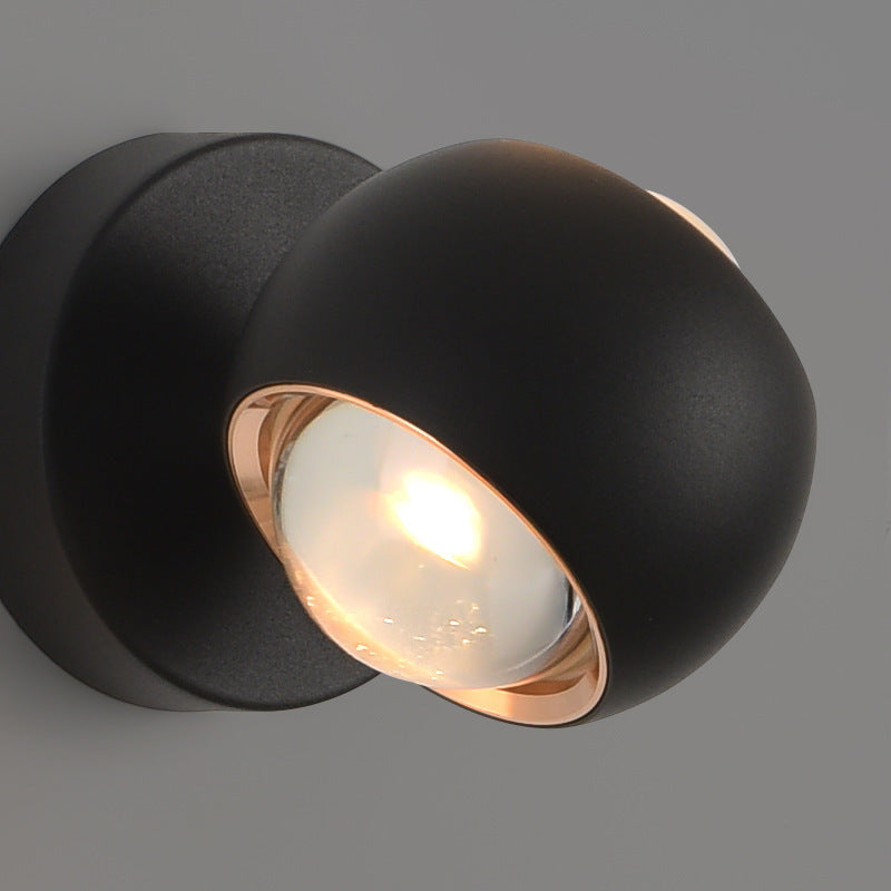 مصباح حائط LED زجاجي كروي من الألومنيوم بتصميم عصري بسيط لغرفة النوم 