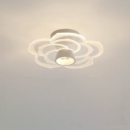 Contemporary Scandinavian Lotus Leaf Rose Iron Acrylic LED Semi-Flush Mount Ceiling Light For Living Room