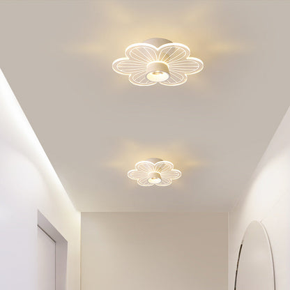 Contemporary Scandinavian Lotus Leaf Rose Iron Acrylic LED Semi-Flush Mount Ceiling Light For Living Room