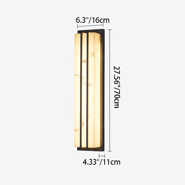 モダンミニマリスト防水長方形ロングステンレススチール樹脂LED屋外壁取り付け用燭台ランプ屋外パティオ用