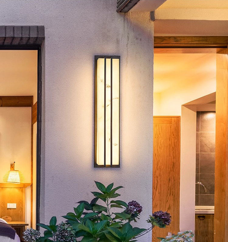 モダンミニマリスト防水長方形ロングステンレススチール樹脂LED屋外壁取り付け用燭台ランプ屋外パティオ用
