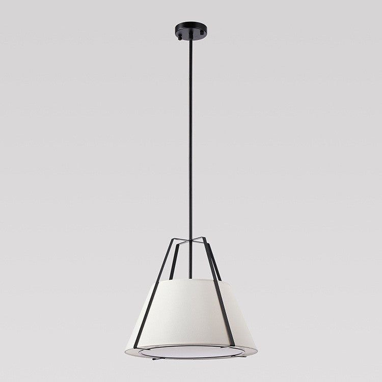 Traditional Chinese Round Table Iron Fabric 3-Light Pendant Light For Living Room