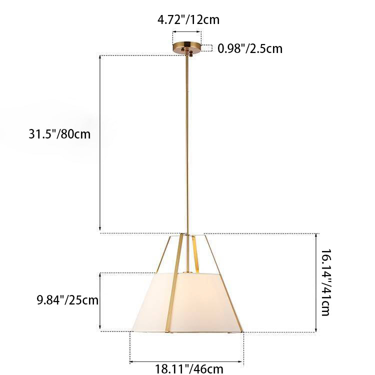Traditional Chinese Round Table Iron Fabric 3-Light Pendant Light For Living Room