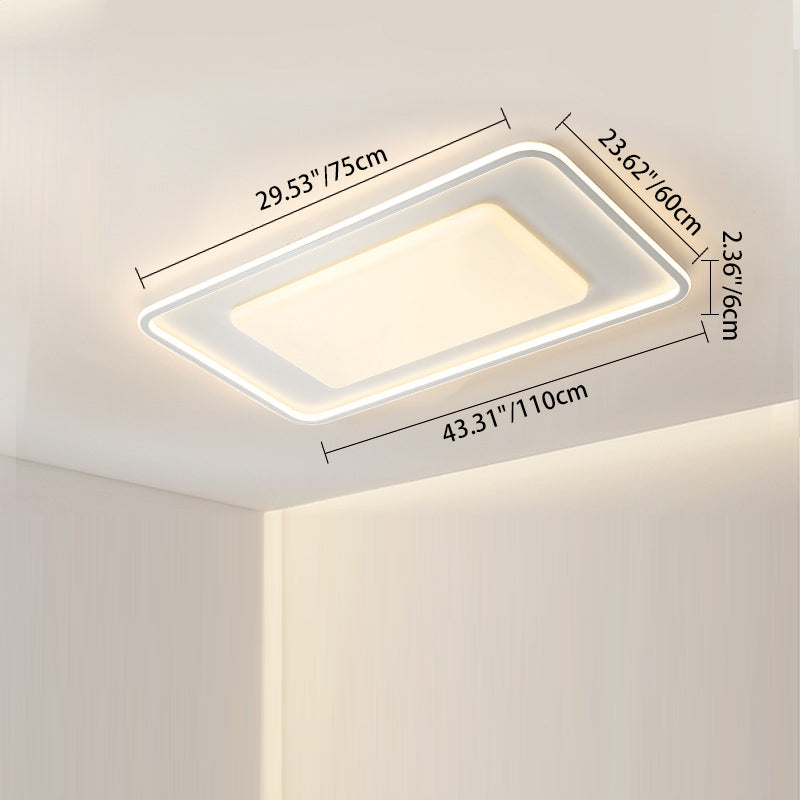 Contemporary Scandinavian Square Round Rectangle Iron Aluminum Silicone Acrylic LED Flush Mount Ceiling Light For Living Room