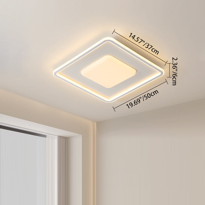 Contemporary Scandinavian Square Round Rectangle Iron Aluminum Silicone Acrylic LED Flush Mount Ceiling Light For Living Room