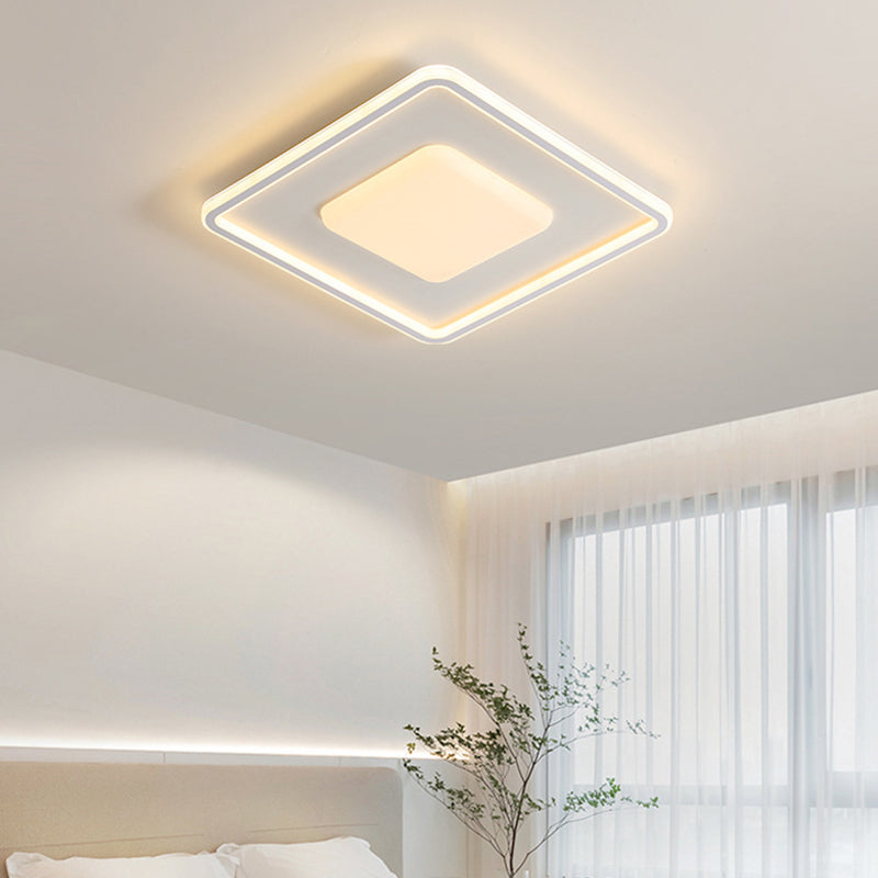 Contemporary Scandinavian Square Round Rectangle Iron Aluminum Silicone Acrylic LED Flush Mount Ceiling Light For Living Room