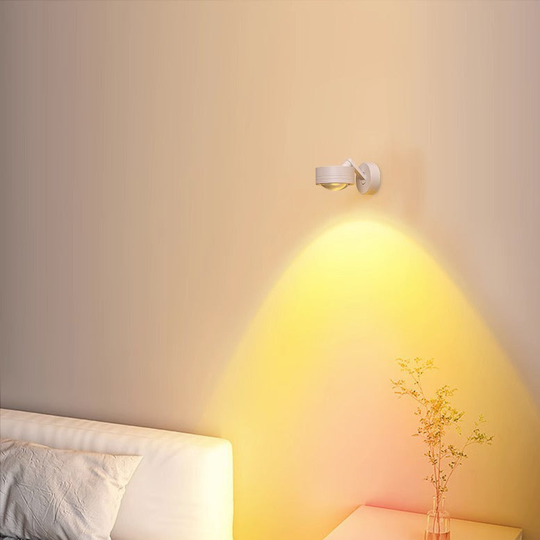 Modern Minimalist Cylinder Disc Base Adjustable Aluminum Glass LED Wall Sconce Lamp For Living Room