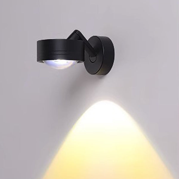 Modern Minimalist Cylinder Disc Base Adjustable Aluminum Glass LED Wall Sconce Lamp For Living Room