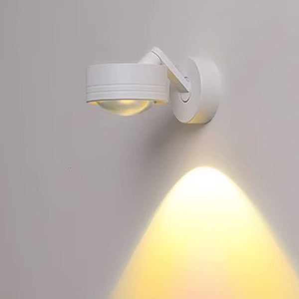 Modern Minimalist Cylinder Disc Base Adjustable Aluminum Glass LED Wall Sconce Lamp For Living Room