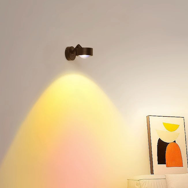 Modern Minimalist Cylinder Disc Base Adjustable Aluminum Glass LED Wall Sconce Lamp For Living Room