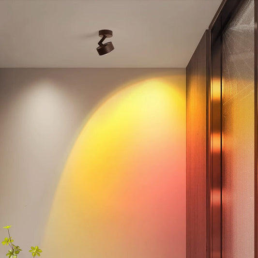 Modern Minimalist Cylinder Disc Base Adjustable Aluminum Glass LED Semi-Flush Mount Ceiling Light For Living Room