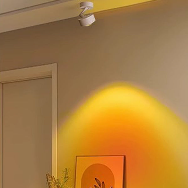 Modern Minimalist Cylinder Disc Base Adjustable Aluminum Glass LED Semi-Flush Mount Ceiling Light For Living Room