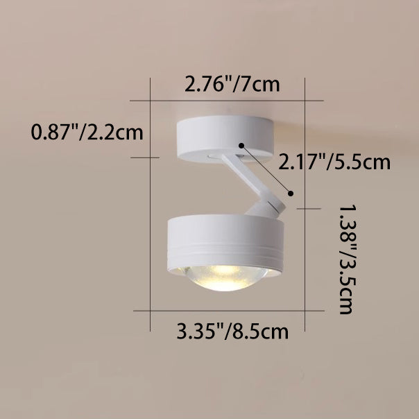 Modern Minimalist Cylinder Disc Base Adjustable Aluminum Glass LED Semi-Flush Mount Ceiling Light For Living Room