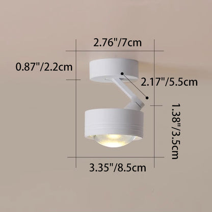 Modern Minimalist Cylinder Disc Base Adjustable Aluminum Glass LED Semi-Flush Mount Ceiling Light For Living Room