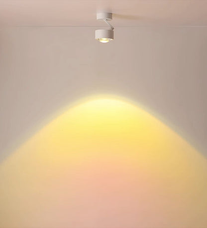 Modern Minimalist Cylinder Disc Base Adjustable Aluminum Glass LED Semi-Flush Mount Ceiling Light For Living Room