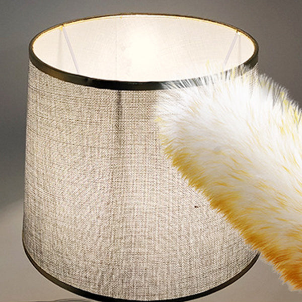 Contemporary Scandinavian Oval Round Table Iron Ceramic Fabric 1-Light Table Lamp For Bedroom