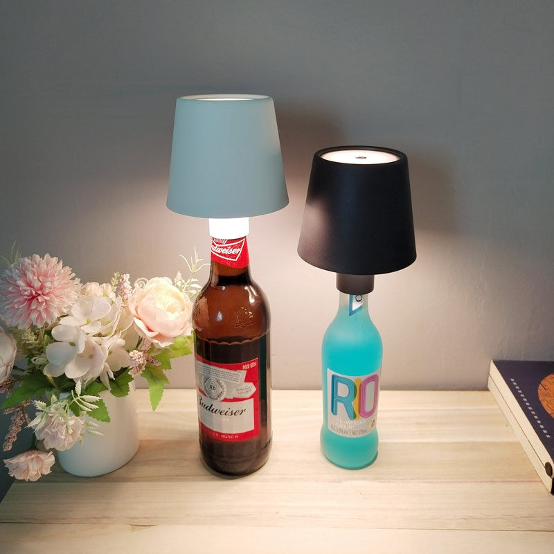 Contemporary Creative Round Table Cylinder ABS Plastic Wine LED Table Lamp For Bedroom
