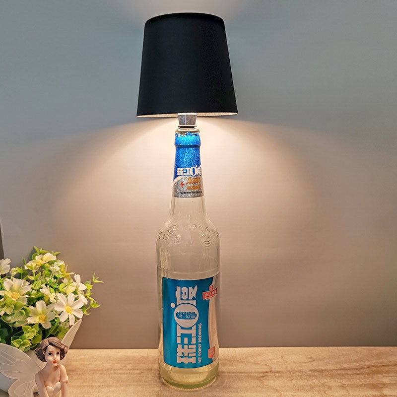 Contemporary Creative Round Table Cylinder ABS Plastic Wine LED Table Lamp For Bedroom