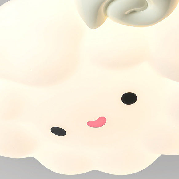 Contemporary Creative Cartoon Kids Sheep Iron Rolled Plastic LED Flush Mount Ceiling Light For Bedroom