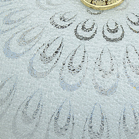 Traditional European Semicircle Shell Pattern Rose Pattern Hardware Glass LED Flush Mount Ceiling Light For Bedroom