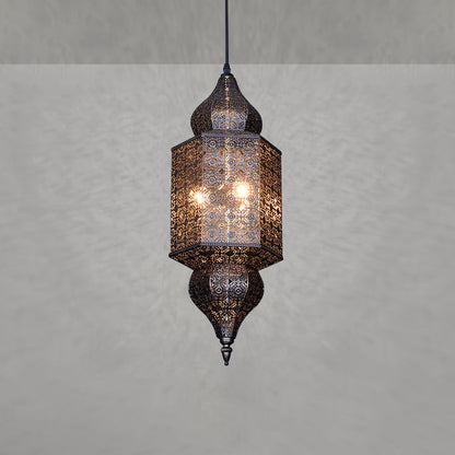 Traditional Vintage Prismatic Gourd Dotted Hardware Iron 3-Light Pendant Light For Living Room