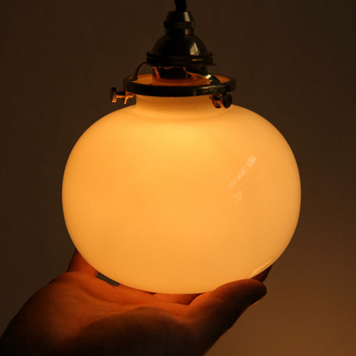 Traditional Vintage Oval Copper Glass 1-Light Pendant Light For Bedroom
