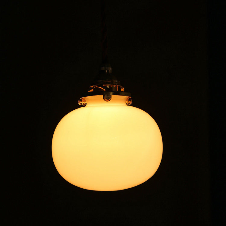 Traditional Vintage Oval Copper Glass 1-Light Pendant Light For Bedroom