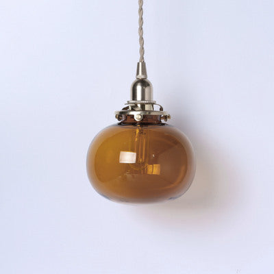 Traditional Vintage Oval Copper Glass 1-Light Pendant Light For Bedroom
