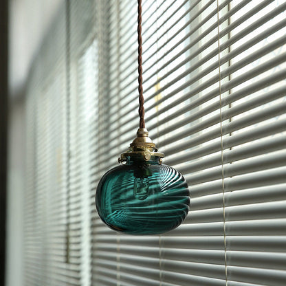 Traditional Vintage Oval Copper Glass 1-Light Pendant Light For Bedroom