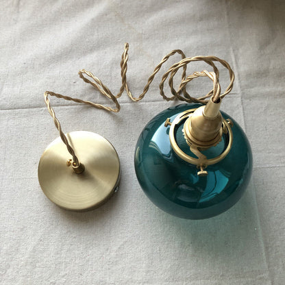 Traditional Vintage Oval Copper Glass 1-Light Pendant Light For Bedroom