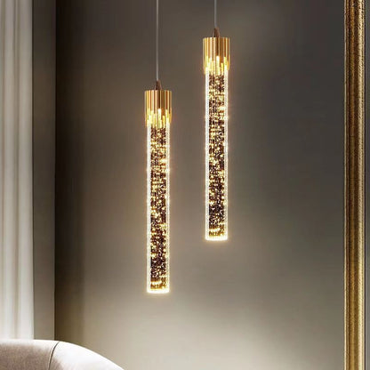 Contemporary Scandinavian Cylinder Bubbles Gears Aluminum Crystal LED Pendant Light For Bedroom