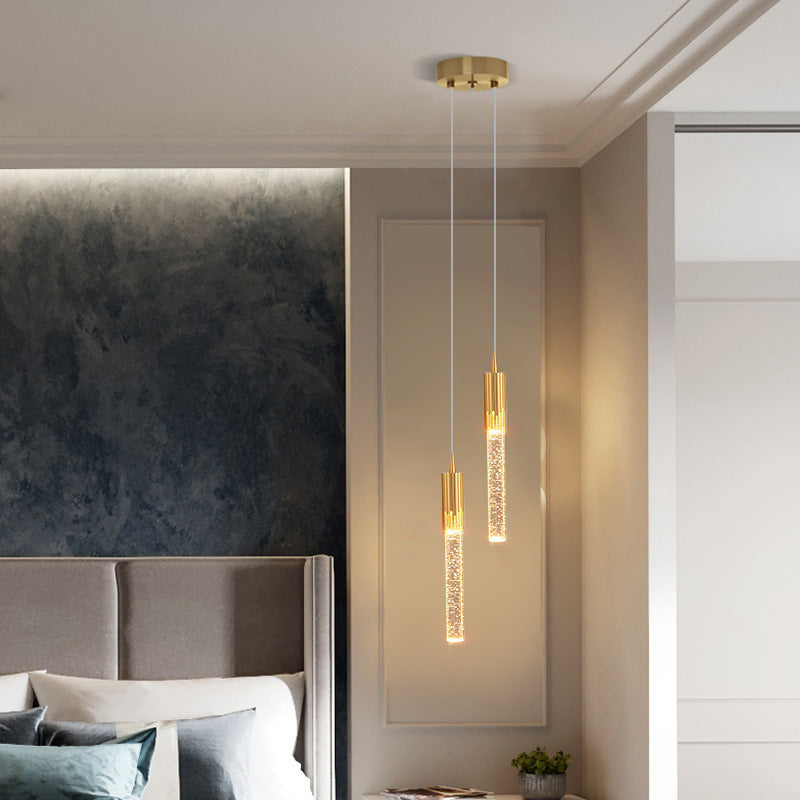 Contemporary Scandinavian Cylinder Bubbles Gears Aluminum Crystal LED Pendant Light For Bedroom
