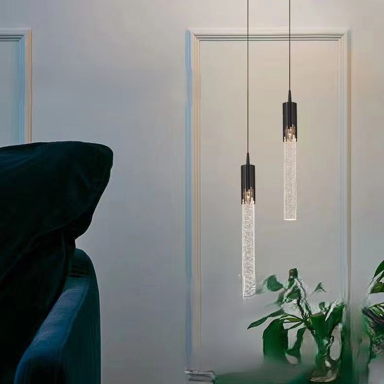 Contemporary Scandinavian Cylinder Bubbles Gears Aluminum Crystal LED Pendant Light For Bedroom
