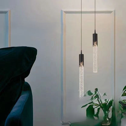 Contemporary Scandinavian Cylinder Bubbles Gears Aluminum Crystal LED Pendant Light For Bedroom