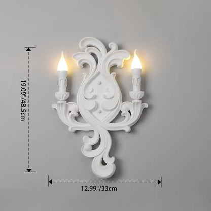 Traditional French Striped Curved Carved Plaster ABS 1/2 Light Wall Sconce Lamp For Living Room