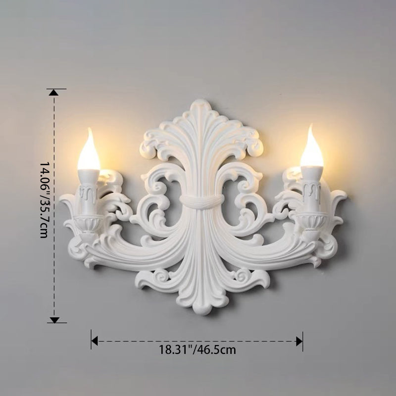 Traditional French Striped Curved Carved Plaster ABS 1/2 Light Wall Sconce Lamp For Living Room
